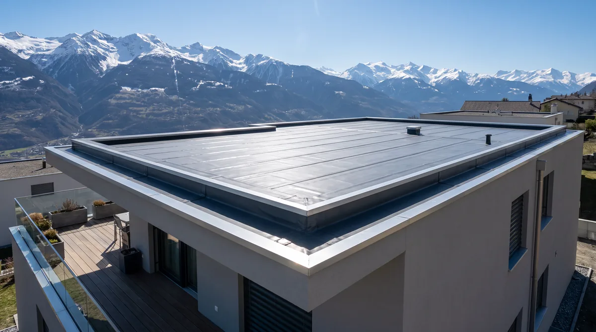 Toit plat avec membrane d'étanchéité neuve